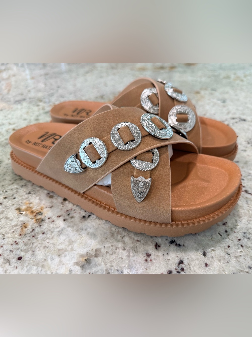 WESTERN CONCHO Sandal in Tan "NEW" by Not Rated
